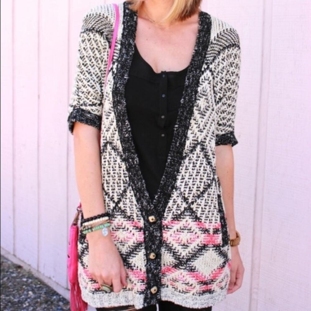 Carol Anderson Cabi #202 | Provence Chunky Knit Button Tunic Cardigan Sweater